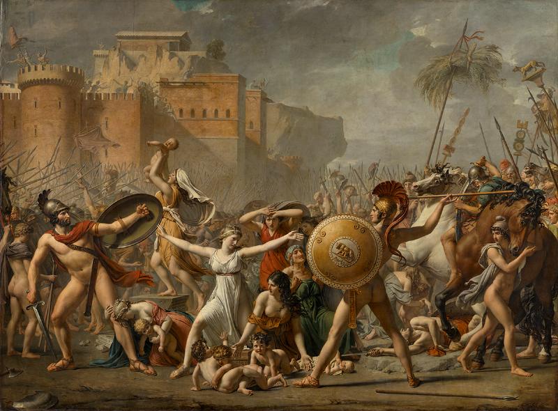 Détail du Sacre de Napoléon par David, mettant en lumière la richesse des célèbres tableaux du Louvre